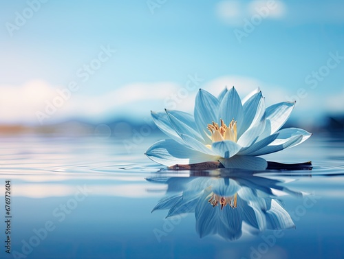 Tranquil Lotus on Blue Lake