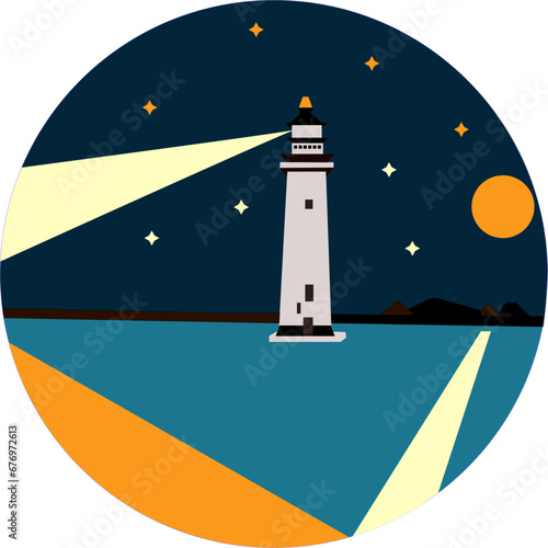 lighthouse on the coast and the moon