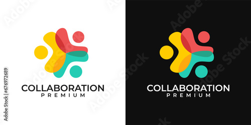 People community logo design. Colorful fun unity logo. Vector logo template of people, diversity, partner, social, vector, team work, collaboration.