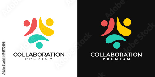 People community logo design. Colorful fun unity logo. Vector logo template of people, diversity, partner, social, vector, team work, collaboration.