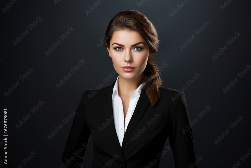 Portrait of beautyful and confident business woman, one color background, generative ai Portrait of beautyful and confident business woman, one color background, generative ai