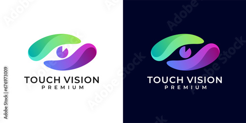 Eye Logo design vector template. Colorful vision logo. Creative Vision Logotype concept. Logo design of eye, pupils, vision, future, touch, technology.
