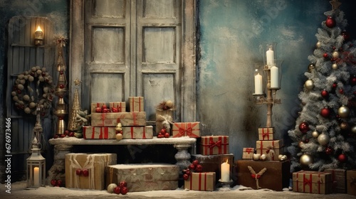decorative christmas background, winterlandscape