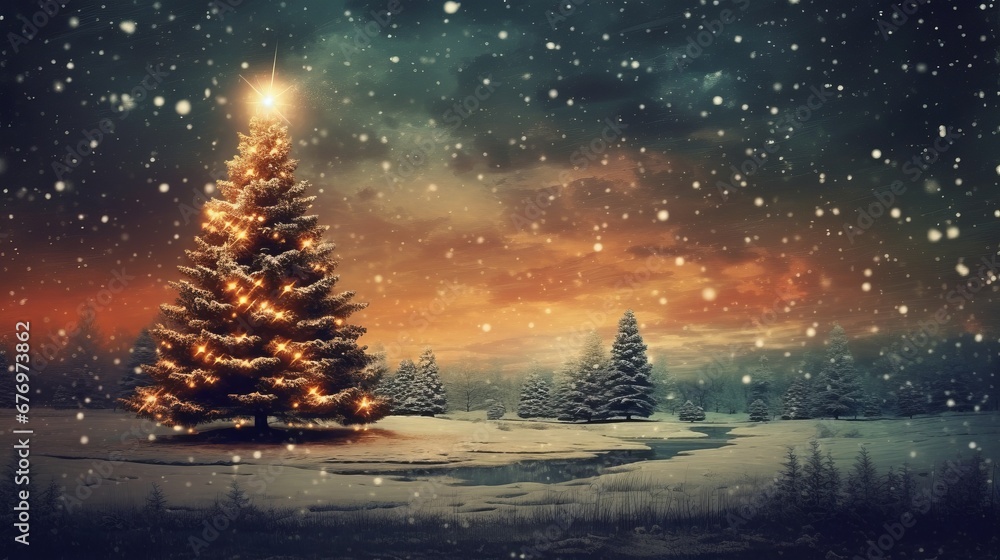 decorative christmas background, winterlandscape