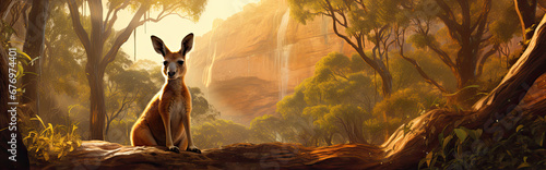 Kangaroo in stunning morning light banner 