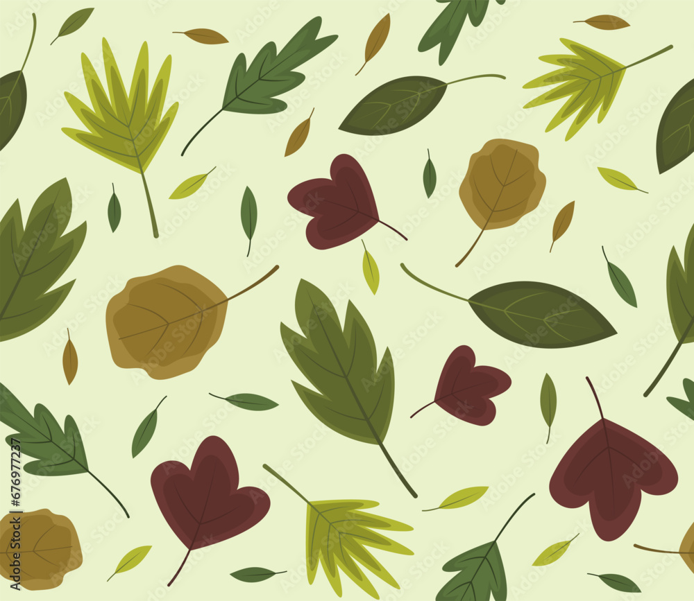 Seamless Pattern of Colorful Leaves for the Autumn Season Concept Background