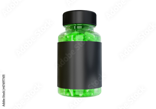 Vitamins packaging black label green jar