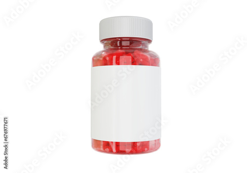 Vitamins packaging white label red jar