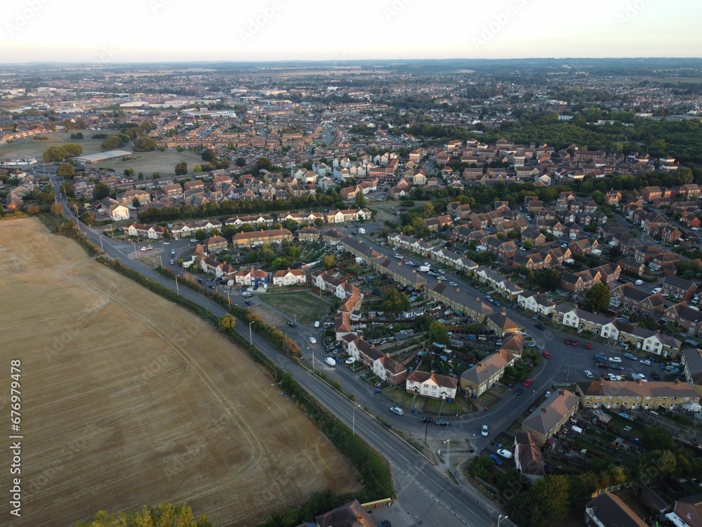 Aerial view of cityscape Sittingbourne surrounded by buildings
