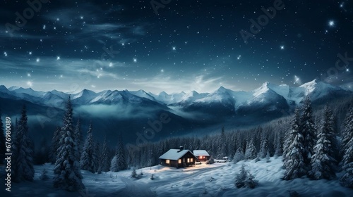 A remote mountain cabin under the silent stars 