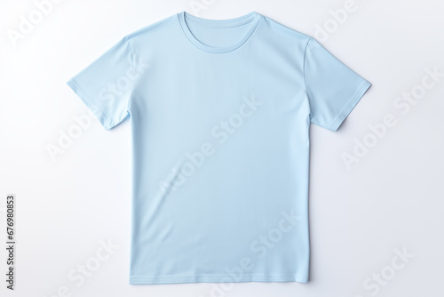 Light blue t-shirt with copy space on a white background, template for design