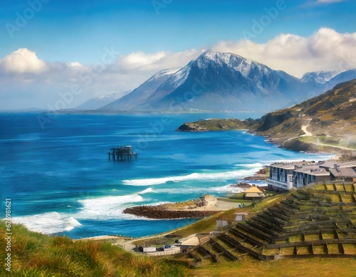 Obraz na płótnie Paysage Côtier avec Montagnes et Mer Azur w salonie