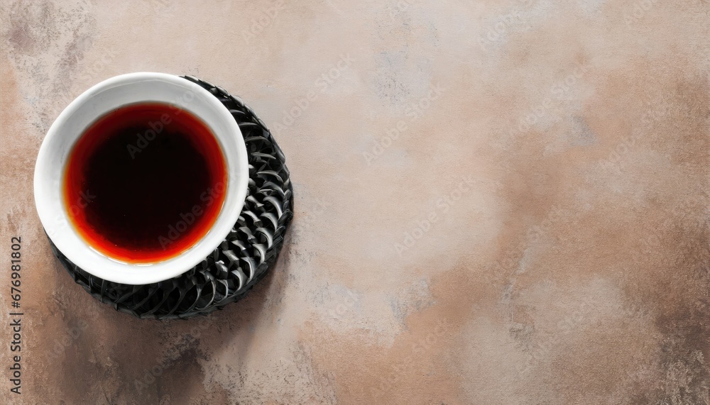 Tasse de Thé Vue de Dessus sur Fond Texturé