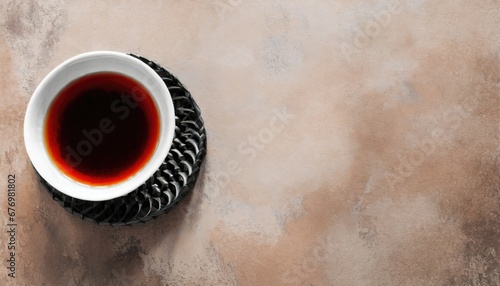 Obraz na płótnie Tasse de Thé Vue de Dessus sur Fond Texturé w salonie
