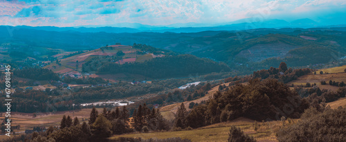 Panoramic view at Beskidy Mountains