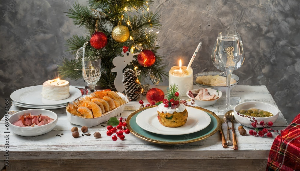 Table de Noël avec Gâteaux et Bougies