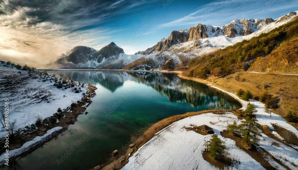 Panorama Hivernal d'un Lac de Montagne