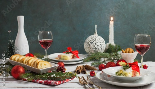 Obraz na płótnie Dîner de Noël Romantique w salonie