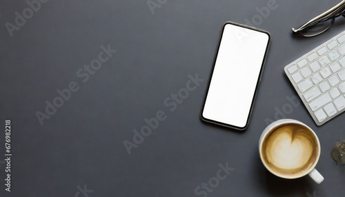Obraz na płótnie Café et technologie dans un espace de travail moderne w salonie