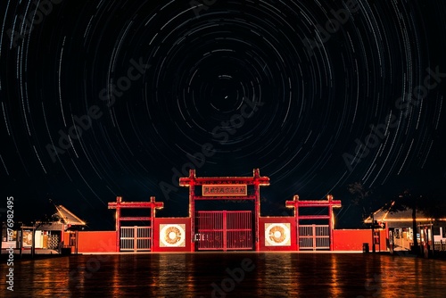 Yin Ruins in the night with a Startrail effect, Yinxu, China
