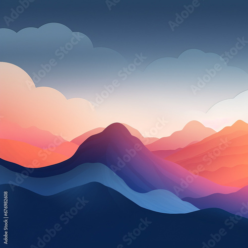 sunset over mountains gradient 