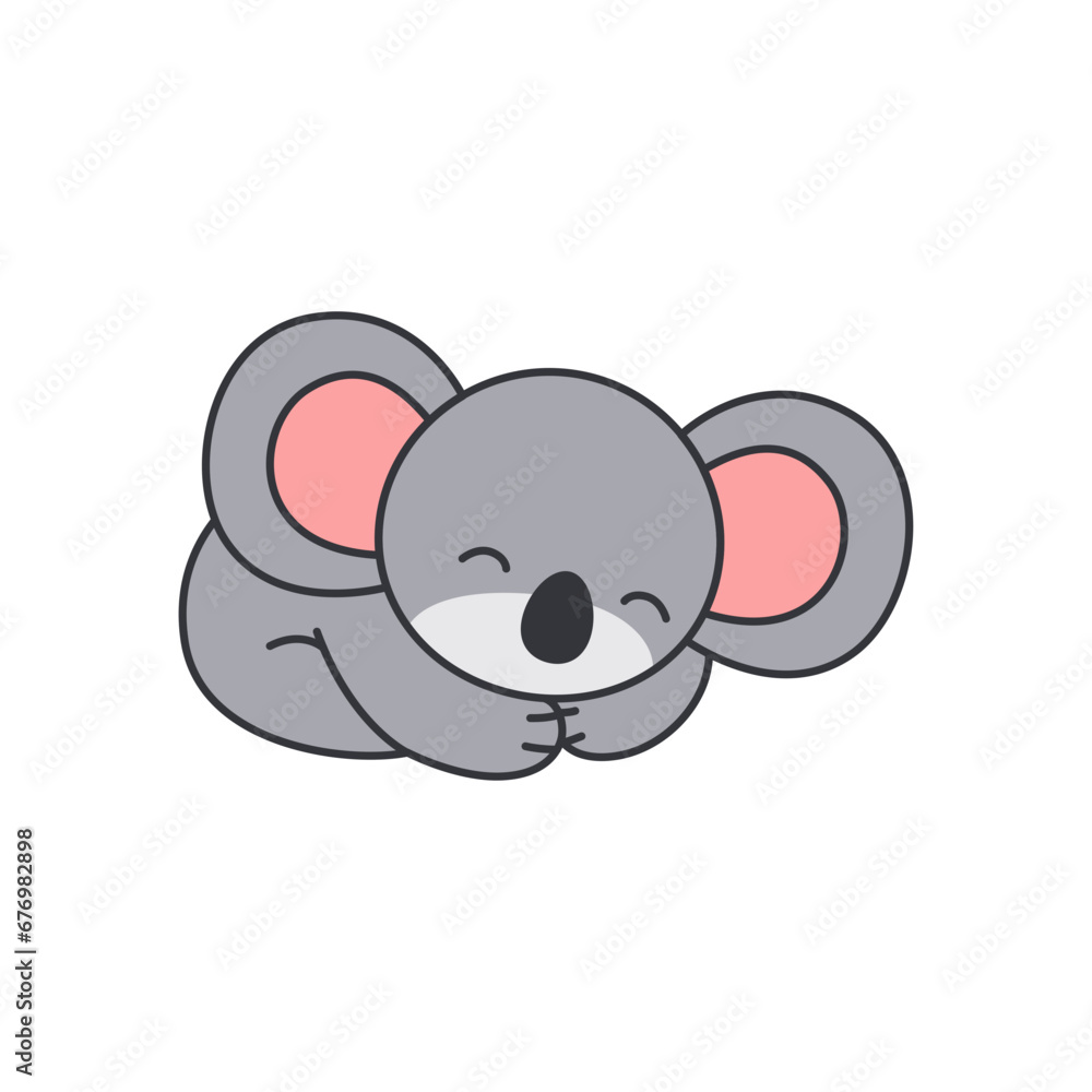 Cute koala sleeping on white background. Vector illustration in cartoon style. Cute koala sleeping on white background. Vector illustration in cartoon style.