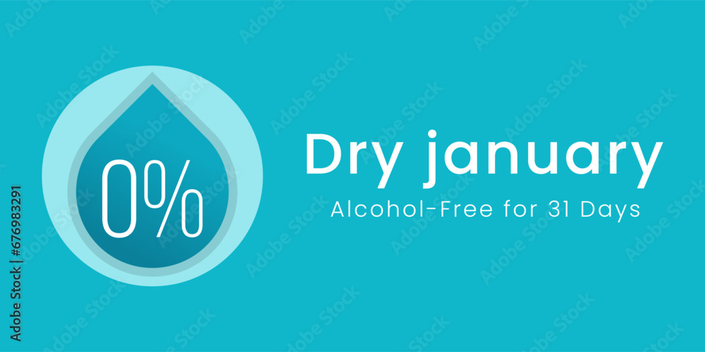 Obraz premium Dry January is a public health campaign urging people to abstain from alcohol for the month of January, Vector illustration.