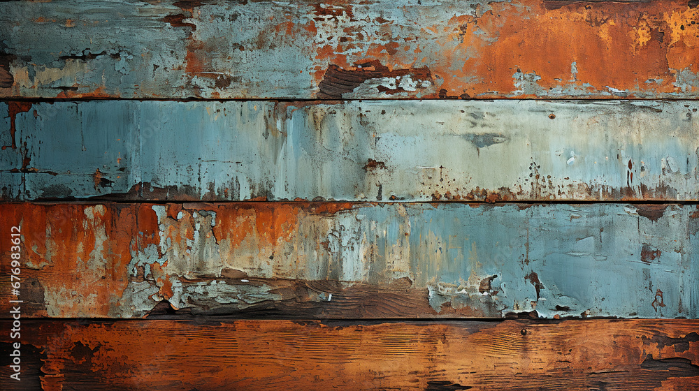 A close-up of corrugated metal with rust and patina. AI generative A close-up of corrugated metal with rust and patina. AI generative