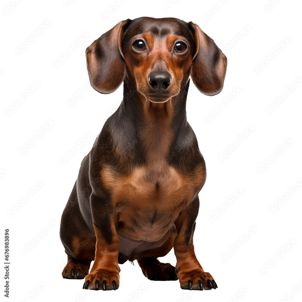 A full-body illustration of a dachshund dog, displayed on a transparent background for versatile use.