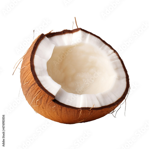 Coconut fruit depicted in full body with clear details, isolated on a transparent background for versatile use.