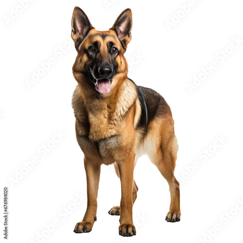 German shepherd standing side view  full body visible  on transparent background  depicting the breed s stature   features.