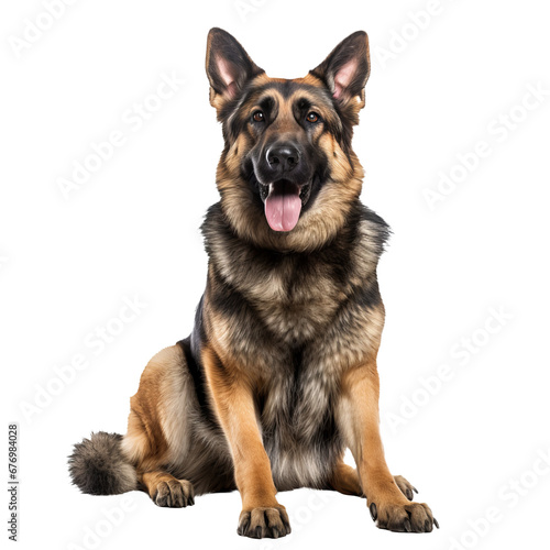 German Shepherd dog depicted in full body stance, elegantly poised on a transparent background for versatile use.