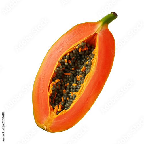 Ripe whole papaya fruit with a detailed texture and realistic colors, presented in isolation against a clean transparent backdrop.