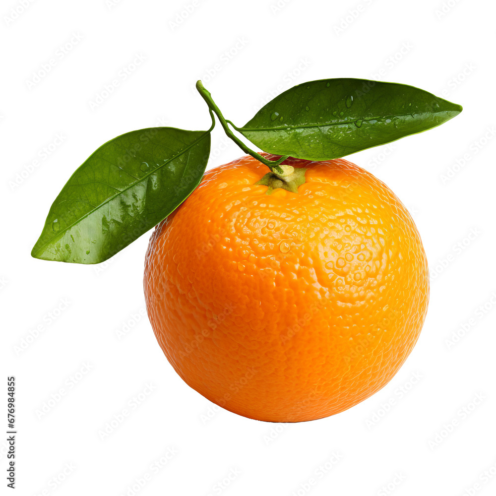 Vibrant tangerine fruit depicted in full, with a detailed, realistic ...