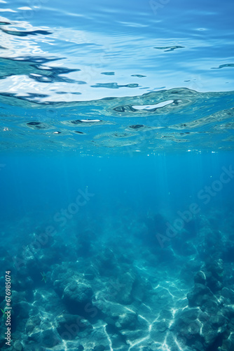 A deep blue ocean with a white cloud floating on it. AI generative © SANGHYUN