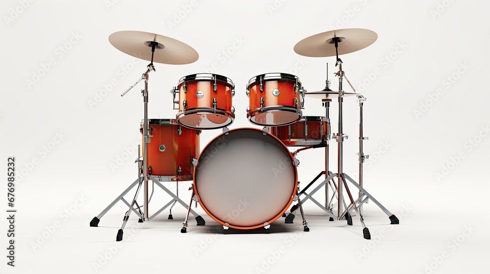 Fototapeta premium Drum Kit isolated on white background 3D Rendering