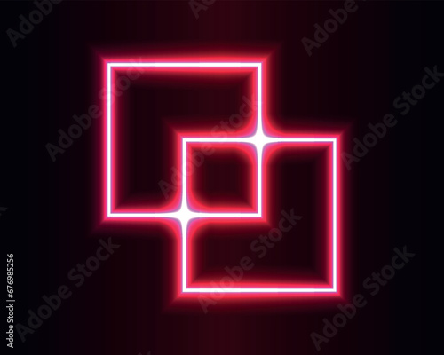 Neon light in the shape geometric rectangle vector illustration.