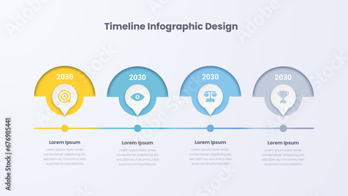 Timeline Infographic design template with 4 steps
