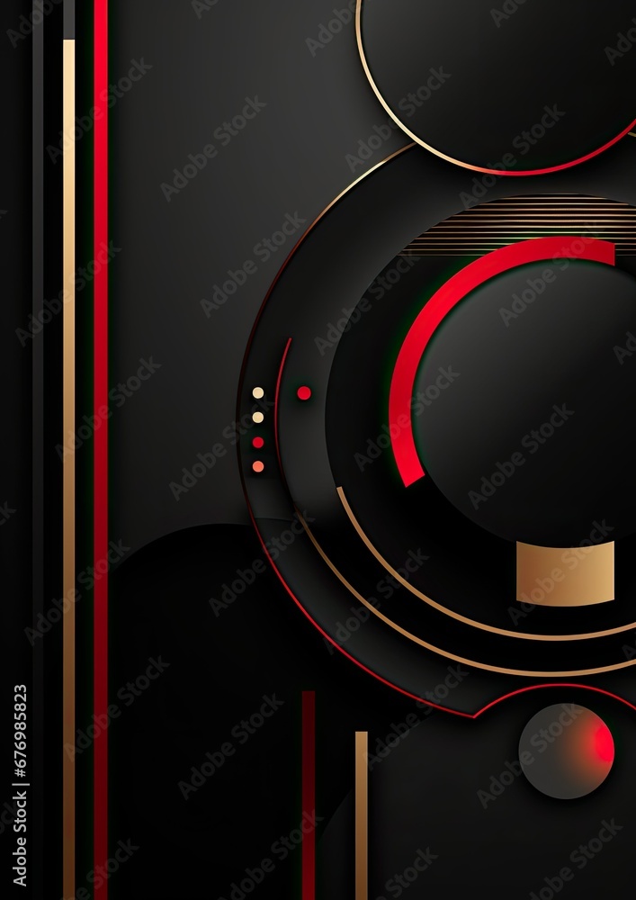 Luxury abstract geometric presentation gold red and black