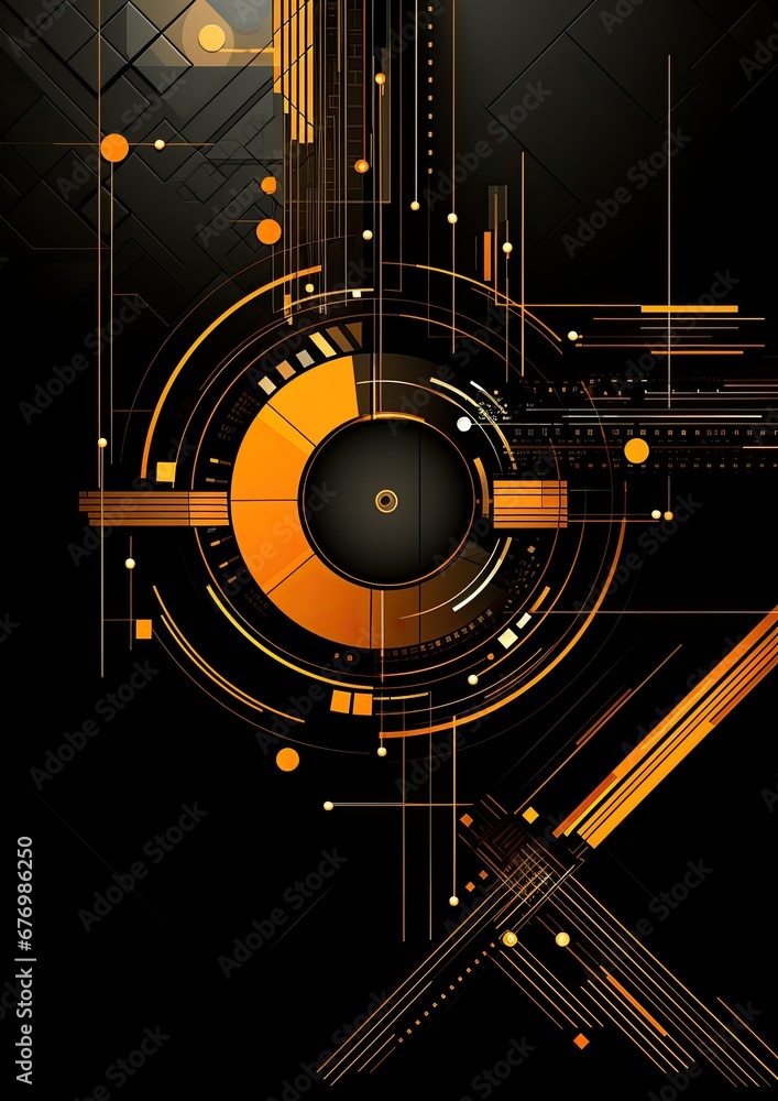 orange black gold circle abstract geometric presentation