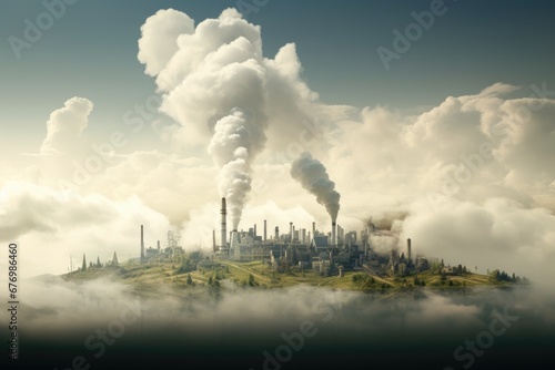 smoking chimneys of a coal power plant or factory