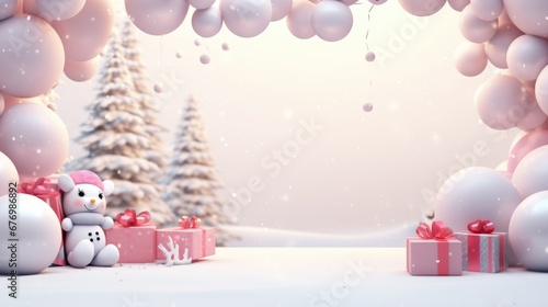 Cute christmas trees 3D cartoon style with merry christmas decorations element comeliness © Summit Art Creations