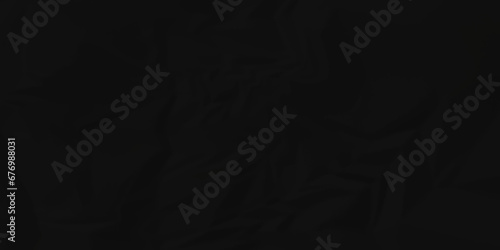 Dark black craft wrinkly paper crumpled texture. black fabric textured crumpled grunge paper background. panorama black paper texture background, crumpled pattern texture background.