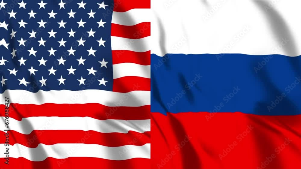 アメリカとロシアの国旗 アメリカとロシアの国旗