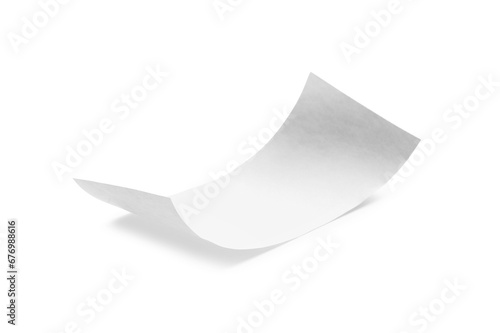 Piece of thermal paper for receipt isolated on white