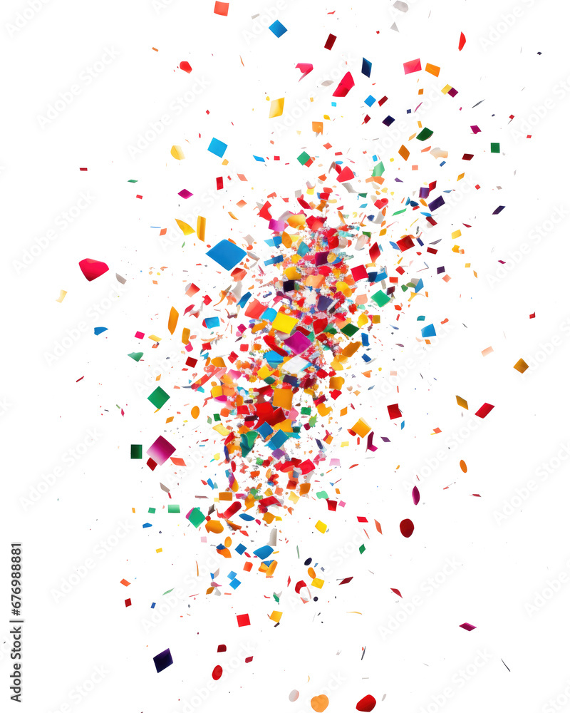 Burst of colorful confetti, transparent background (PNG) - obrazy, fototapety, plakaty 