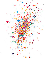 Burst of colorful confetti, transparent background (PNG)