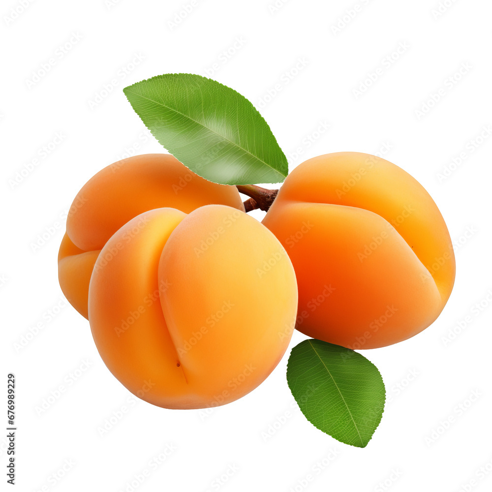Fresh full-bodied apricot fruit with a smooth texture, vibrant orange hue, and a glossy finish, isolated on a transparent background. Fresh full-bodied apricot fruit with a smooth texture, vibrant orange hue, and a glossy finish, isolated on a transparent background.