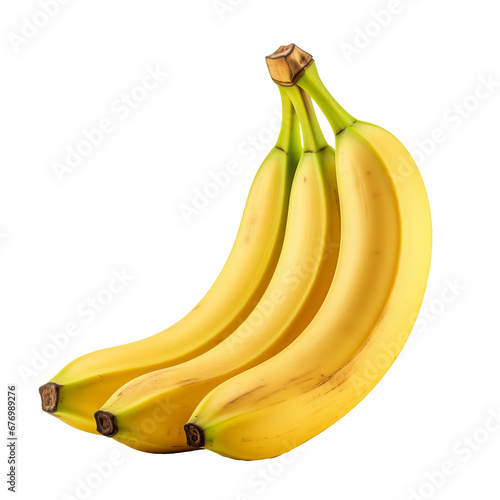 Banana in full view, ripe and unpeeled, showcased against a clear transparent background for versatility in design. photo