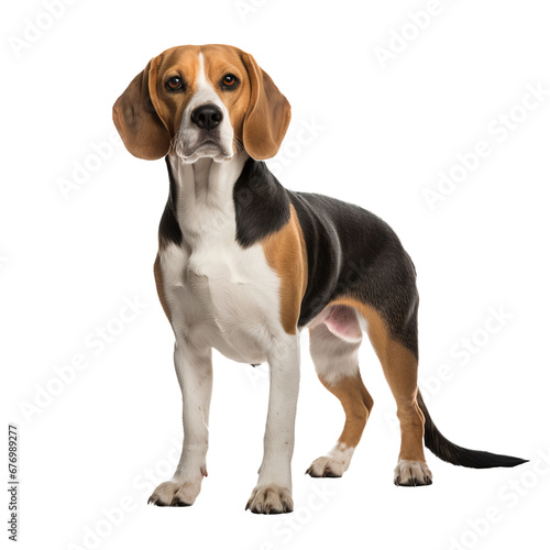 A full-body image of a Beagle dog standing, with a transparent background for versatile use in graphics and designs.